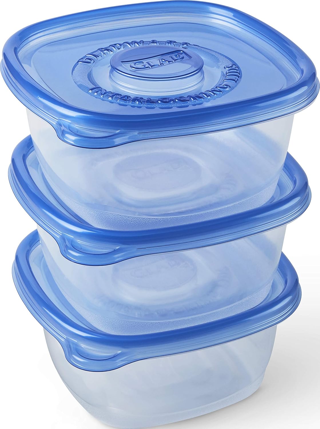 Glad GladWare To Go Snack Food Storage Containers with Lids, Medium Rectangle No BPA Plastic with Built-In Dressing Cup for Salads and Snacks, Microwave Dishwasher Safe, 24 Oz, 4 Count