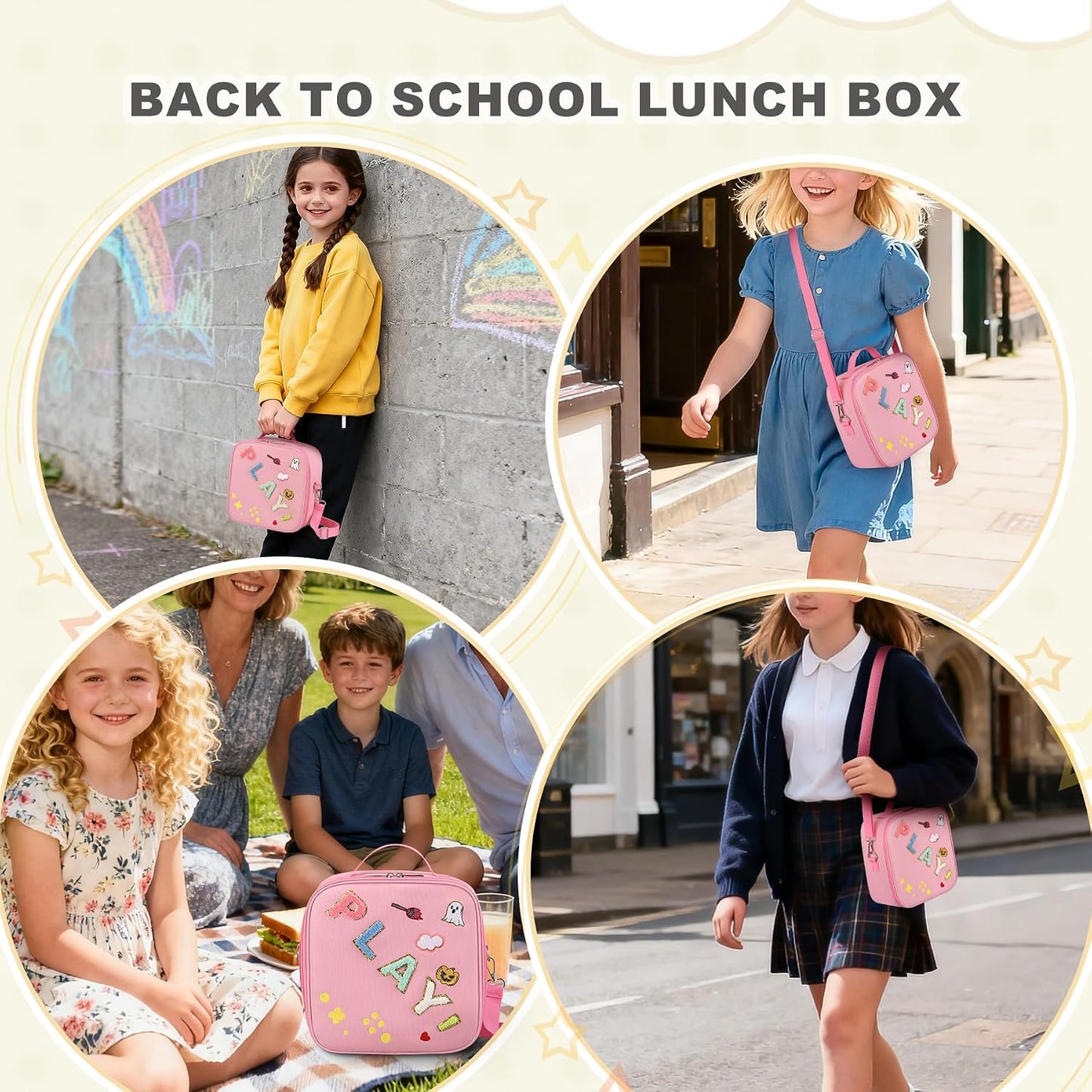 Kids Lunch Box for Kids Insulated Reusable Lunch Bag Tote Durable Children Leak-proof Lunchbox with Adjustable Shoulder Strap for School Daycare Travel Picnic (Navy - 3D Dinosaur)