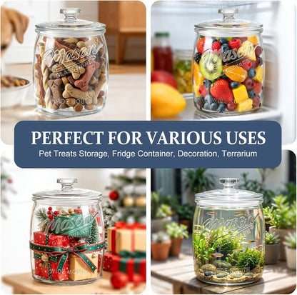 2 Pack Cookie Jar, 1/2 Gallon Glass Storage Containers with Airtight Lids, Wide Mouth Food Jars & Canisters for Kitchen, Pantry, Apothecary, Flour, Sugar, Sourdough Starter, Dog Treat, Half Gallon