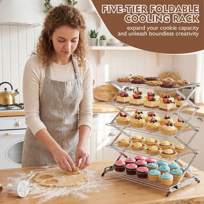 Novabright 5 Tier Collapsible Cooling Rack for Baking 16" x 10" Stainless