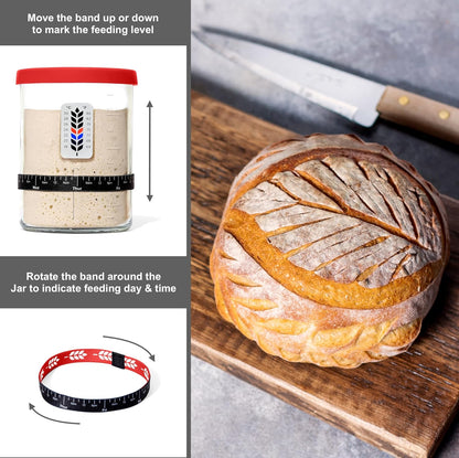 BALCI Premium Sourdough Starter Jar - 40oz Wide Mouth Kit (Blue)