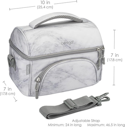 Bentgo Deluxe Lunch Bag - Durable and Insulated Lunch Tote with Zippered Outer Pocket, Internal Mesh Pocket, Padded and Adjustable Straps, & 2-Way Zippers - Fits All Lunch Boxes (Blue)
