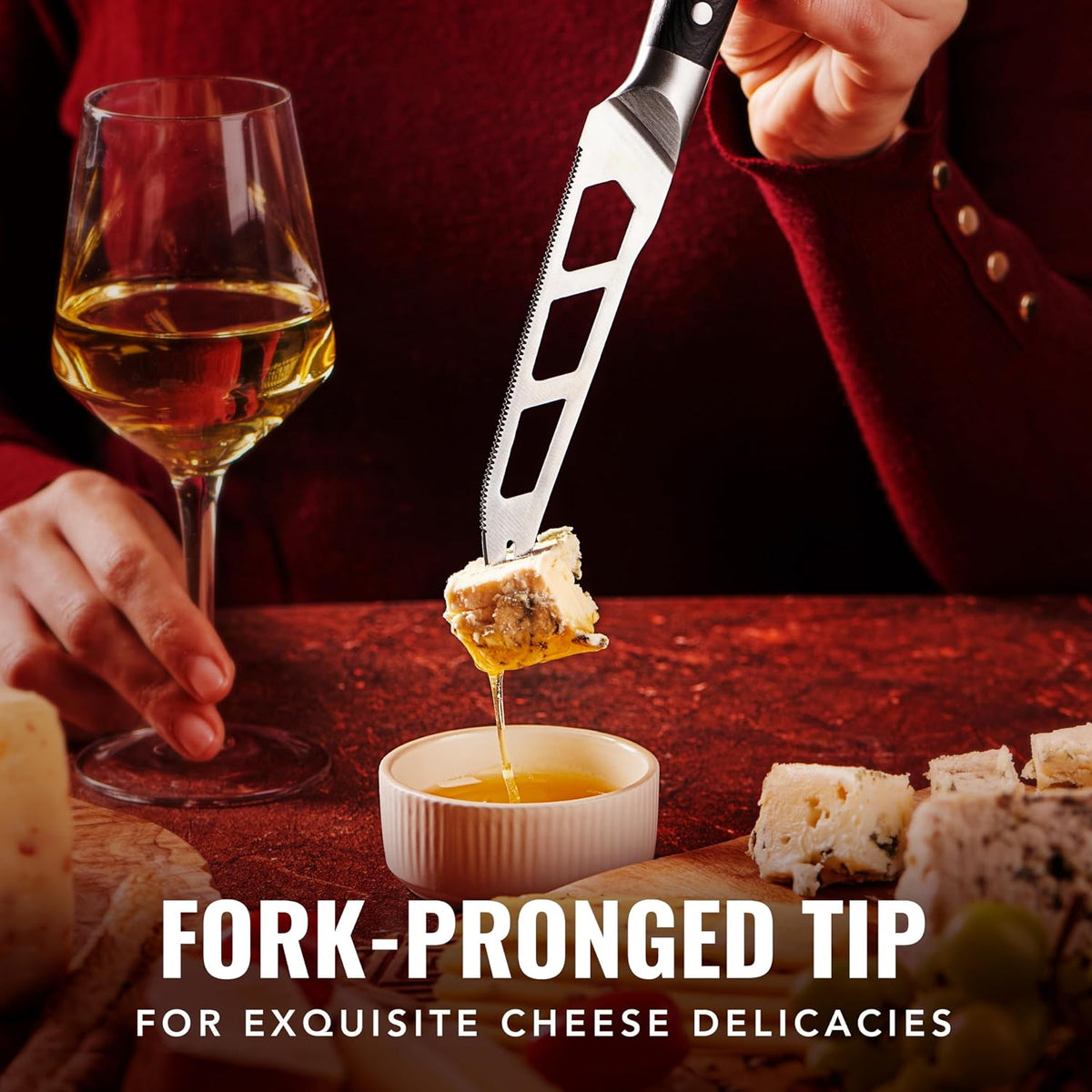 Cutluxe Cheese Knife Set, 5" Knife & 3.5" Slicer for Soft & Hard Cheese