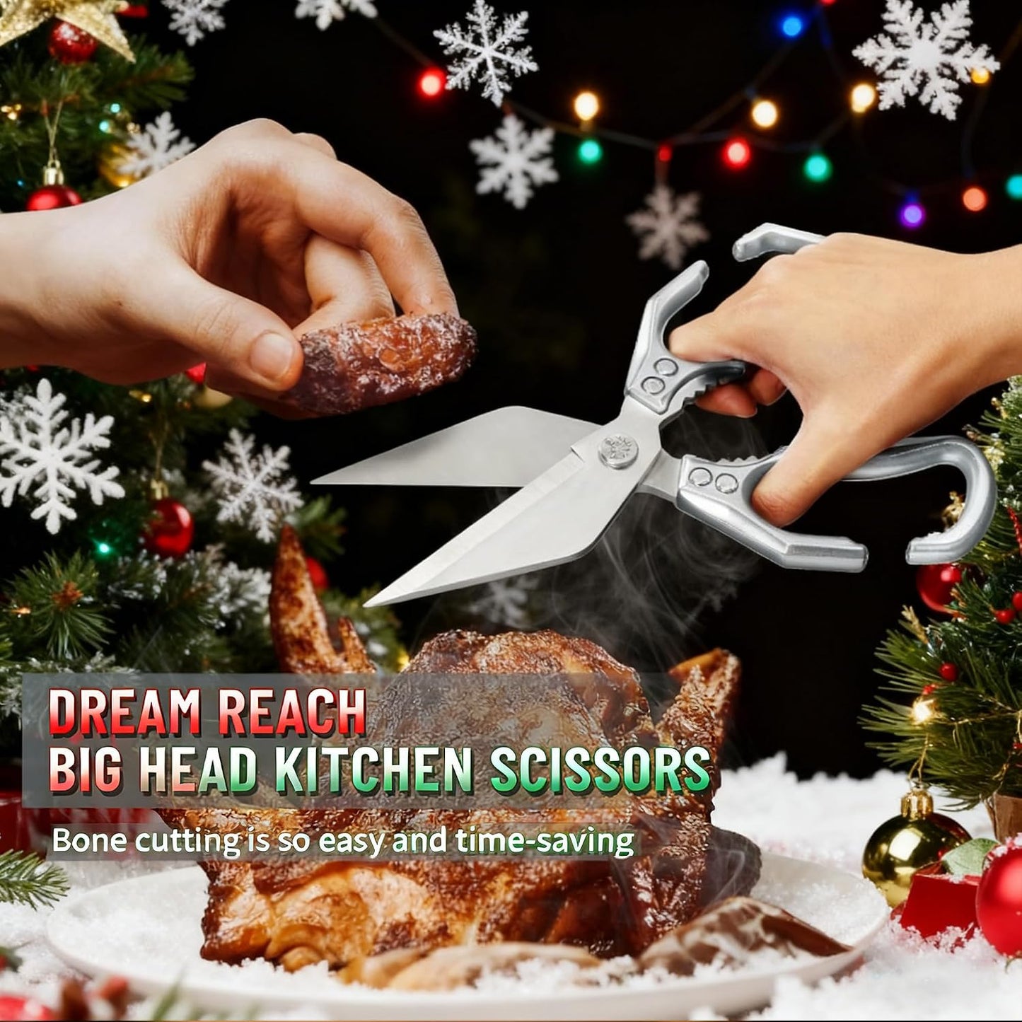Multifunctional Heavy Duty Kitchen Shears,Kitchen Shears for Cutting Chicken,Kitchen Scissors for Food, Japanese High-Carbon Steel Culinary Poultry Shears, for Chicken,Meat,Fish,Bone Cutting(Silver)