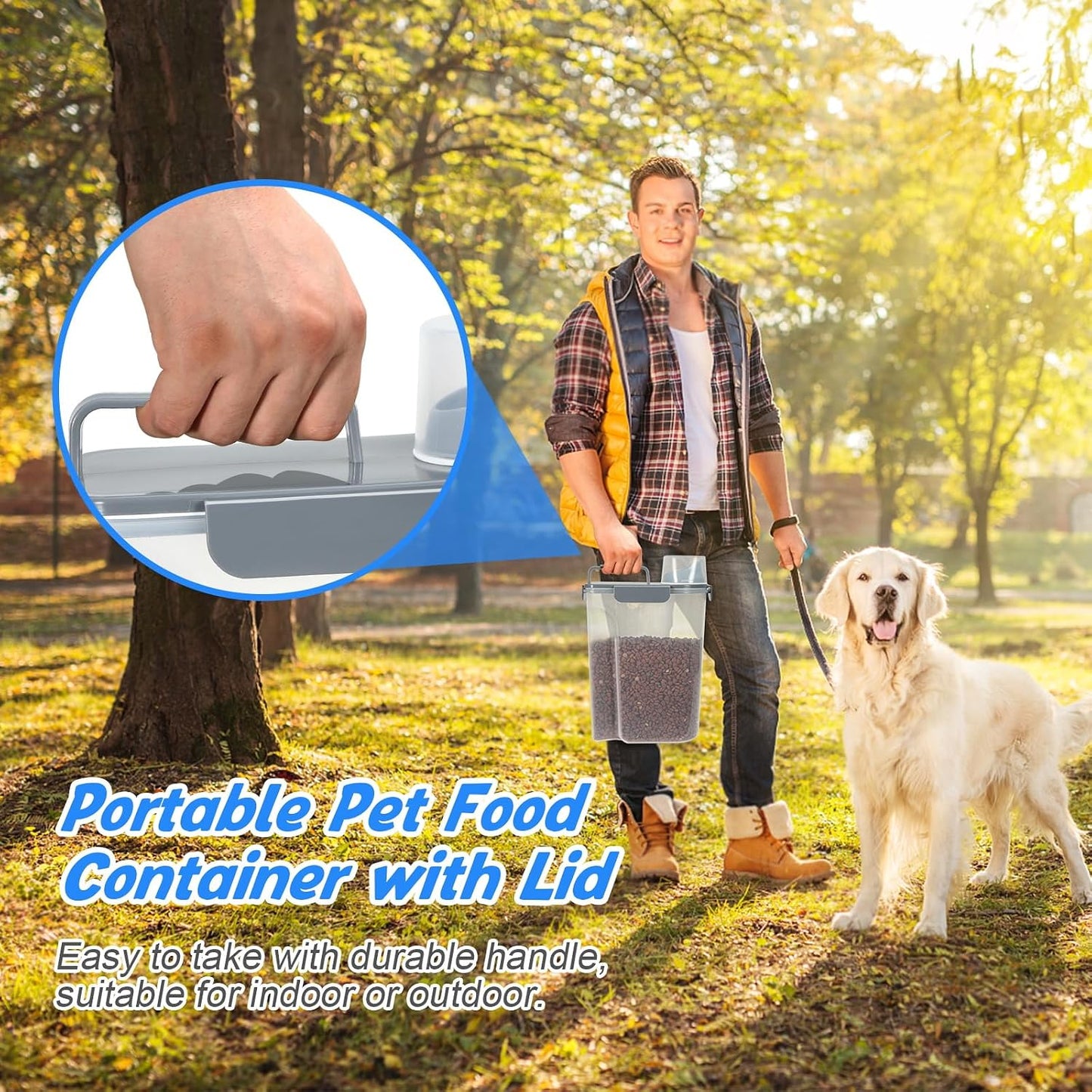TBMax Pet Food Storage Containers 2 Pack 8-10 Lbs Airtight Dog Food Container Dispenser with Large Spout & Portable Handle, Travel Dog Treat Cat Food Storage Bin Bird Seed Container