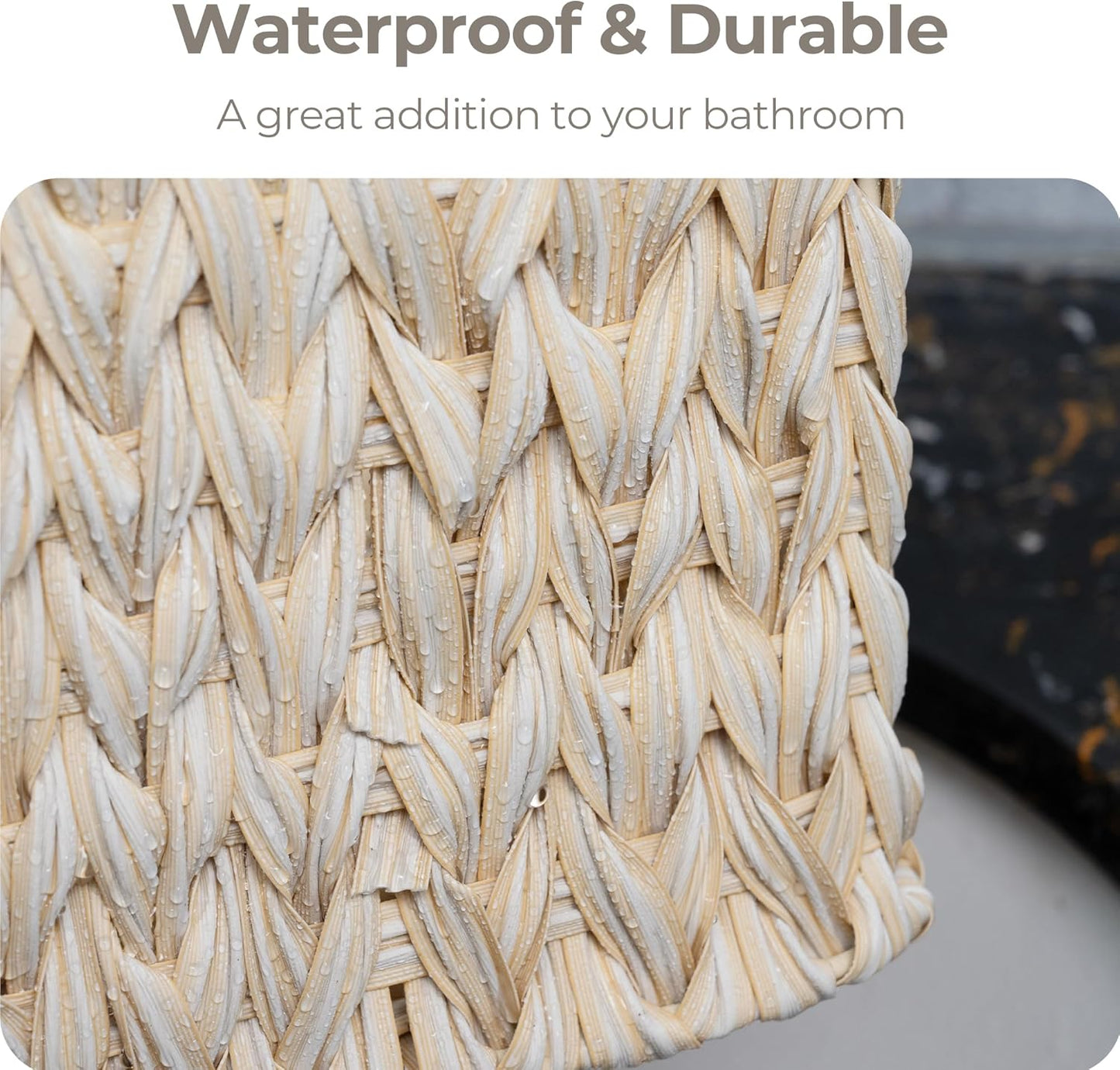 GRANNY SAYS Wicker Storage Baskets for Shelves, Water Hyacinth Basket with Scalloped Edge, Storage Wicker Baskets for Pantry, Large, 2-Pack
