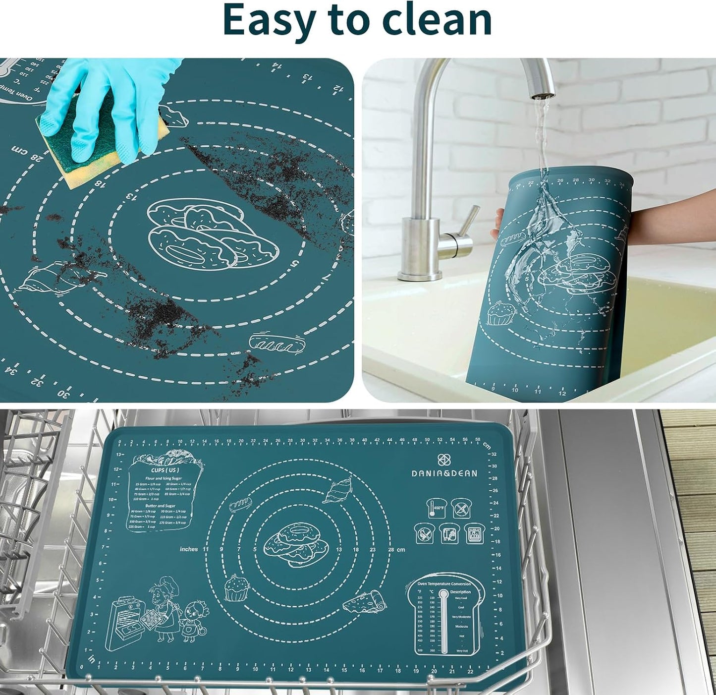 Silicone Baking Mat,28" x 20" Extra Thick Large Non Stick Sheet Mat with Measurement Non-slip Dough Rolling Mat,Reusable Food Grade Silicone Counter Mat for Making Cookies,Macarons,Bread and Pastry