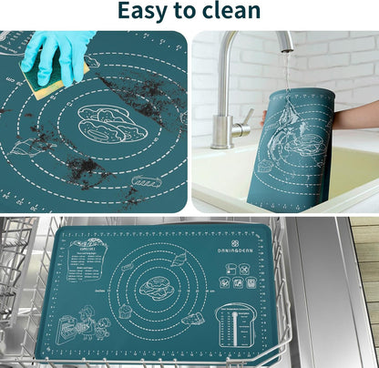 Silicone Baking Mat,28" x 20" Extra Thick Large Non Stick Sheet Mat with Measurement Non-slip Dough Rolling Mat,Reusable Food Grade Silicone Counter Mat for Making Cookies,Macarons,Bread and Pastry