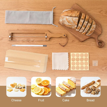 Adjustable Bread Slicer, Thickened Blade & Storage Bag for Baking