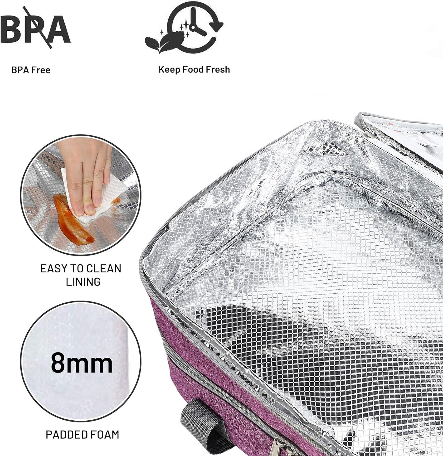 MIER Insulated Double Casserole Carrier Bag for Lasagna Lugger, Potluck Parties, Picnic, Beach, Fits 9 x 13 Inches Baking Dish, Casserole Dish, Expandable, Dark Blue
