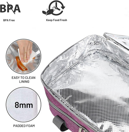 MIER Insulated Double Casserole Carrier Bag for Lasagna Lugger, Potluck Parties, Picnic, Beach, Fits 9 x 13 Inches Baking Dish, Casserole Dish, Expandable, Dark Blue