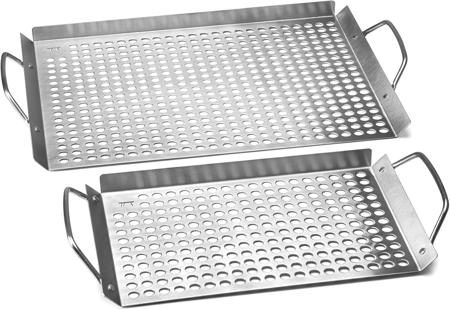 Outset 76631 Stainless Steel Grill Topper Grid, 11"x7" BBQ Pan With Handles
