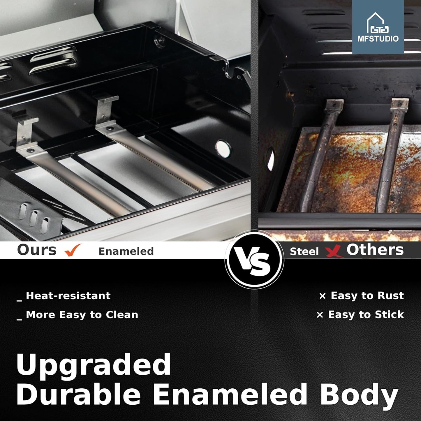 MFSTUDIO 5 Burner Gas Grill Griddle Combo with Porcelain-Enameled Cast Iron Grates,Cutting Board and Double Lids, Duel-Function Propane BBQ Grills with Flat Top Grddle for Outdoor Barbecue Cooking