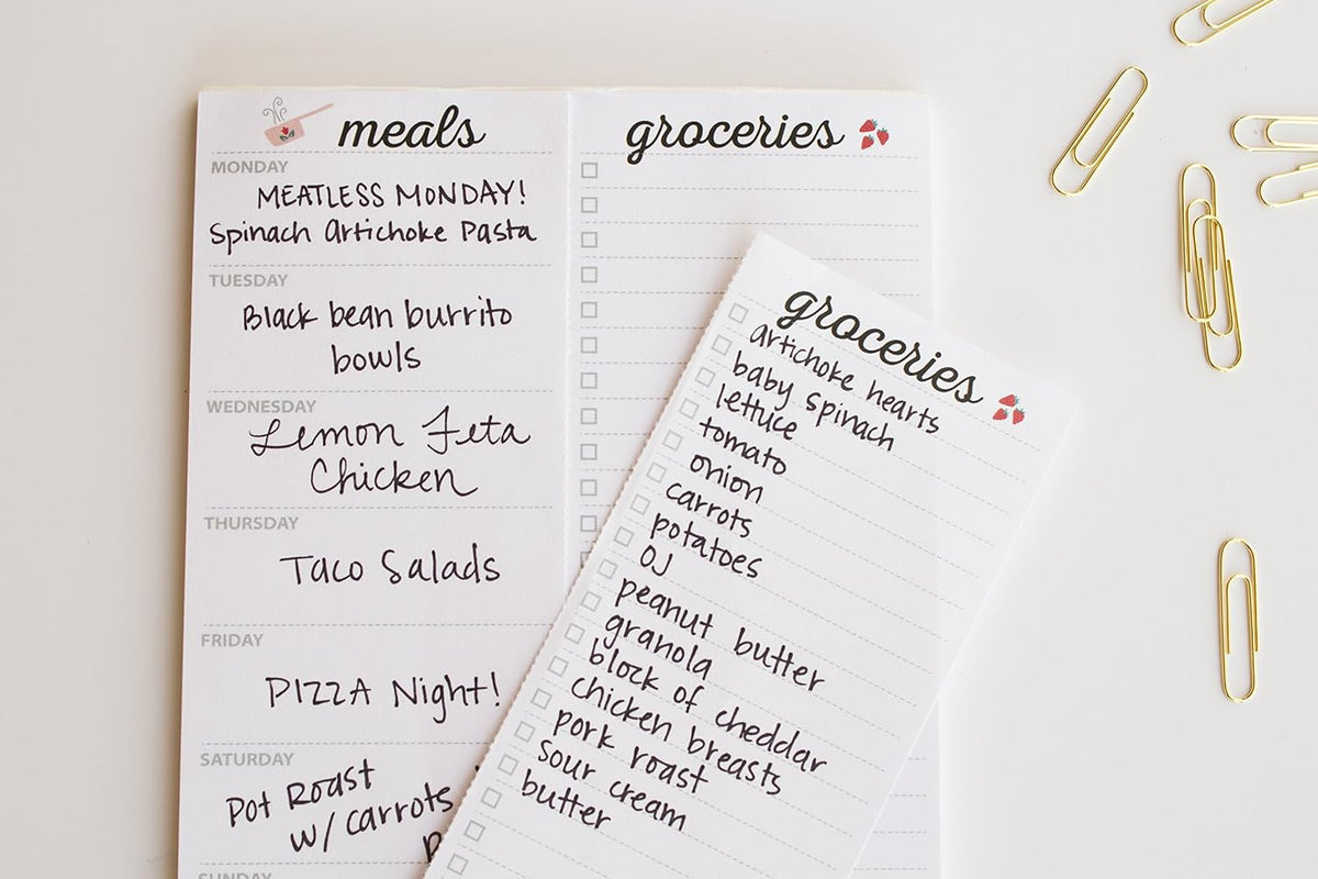 Weekly Magnetic Meal Planner Notepad By Julianne & Co - Food Planning Organizer And Grocery List Pad, 52 Premium A5 Pages, with Tear Away Perforated Shopping List (Blue China Print WITH Fridge Magnet)