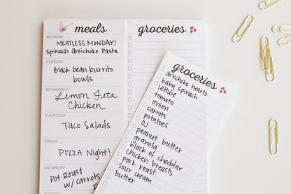 Weekly Magnetic Meal Planner Notepad By Julianne & Co - Food Planning Organizer And Grocery List Pad, 52 Premium A5 Pages, with Tear Away Perforated Shopping List (Blue China Print WITH Fridge Magnet)
