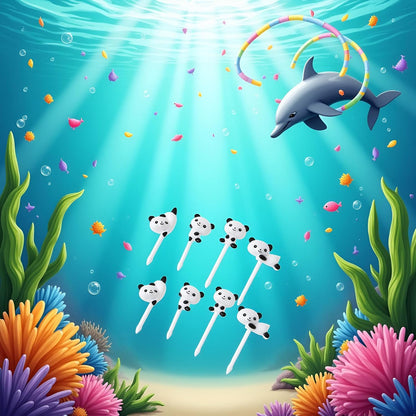 8Pcs White Cute Fun Bento Picks,Food Picks for Kids,School Lunch Accessories for Kids,Cute Animal Fruit Toothpicks,Fruit Food Toothpicks,Lunch Bento Box Picks for Toddler Cocktail Picks Bar Tools