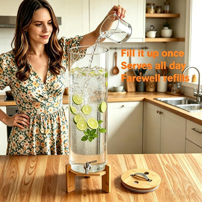 Beverage Dispenser,2.1 Gallon Glass Drink Dispenser with Stand,Glass water dispenser with Spigot, Large Drink Dispensers for Parties,Water Dispensers for Bar,Wedding,Restaurants 8L