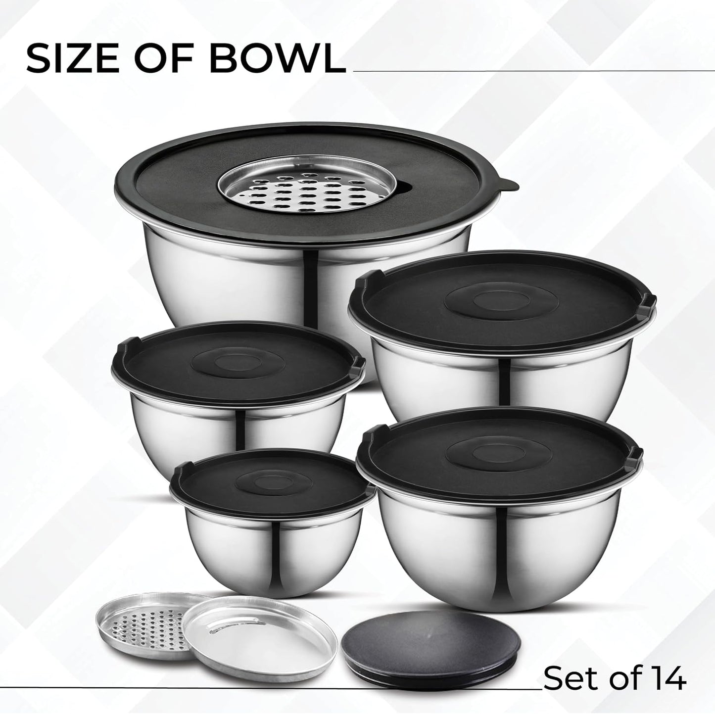 AVADOR Set of 6 Premium Stainless Steel Mixing Bowls Set, Easy To Clean, Space Saving Nestable Design, Great for Cooking, Baking, Prepping (0.75qt, 1.5qt, 3qt, 4qt, 5qt, 8qt)