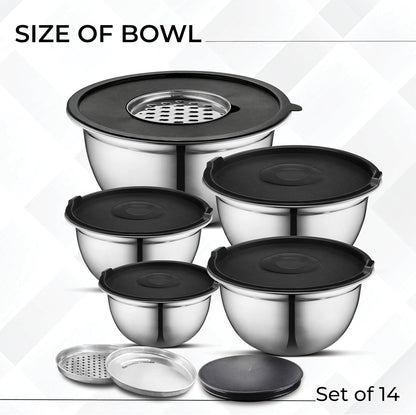 AVADOR Set of 6 Premium Stainless Steel Mixing Bowls Set, Easy To Clean, Space Saving Nestable Design, Great for Cooking, Baking, Prepping (0.75qt, 1.5qt, 3qt, 4qt, 5qt, 8qt)