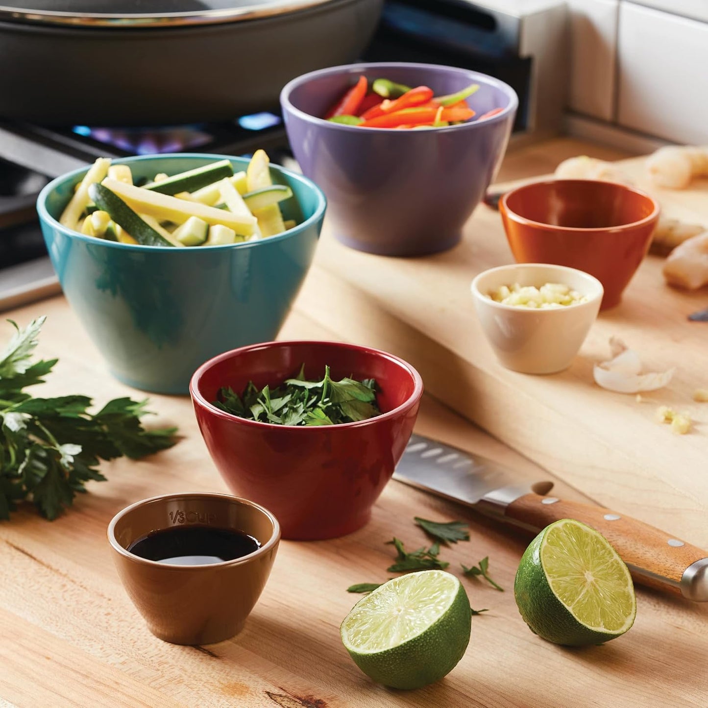 Rachael Ray Tools and Gadgets Nesting/Stackable Measuring Cups Set, 6 Piece - Assorted Colors