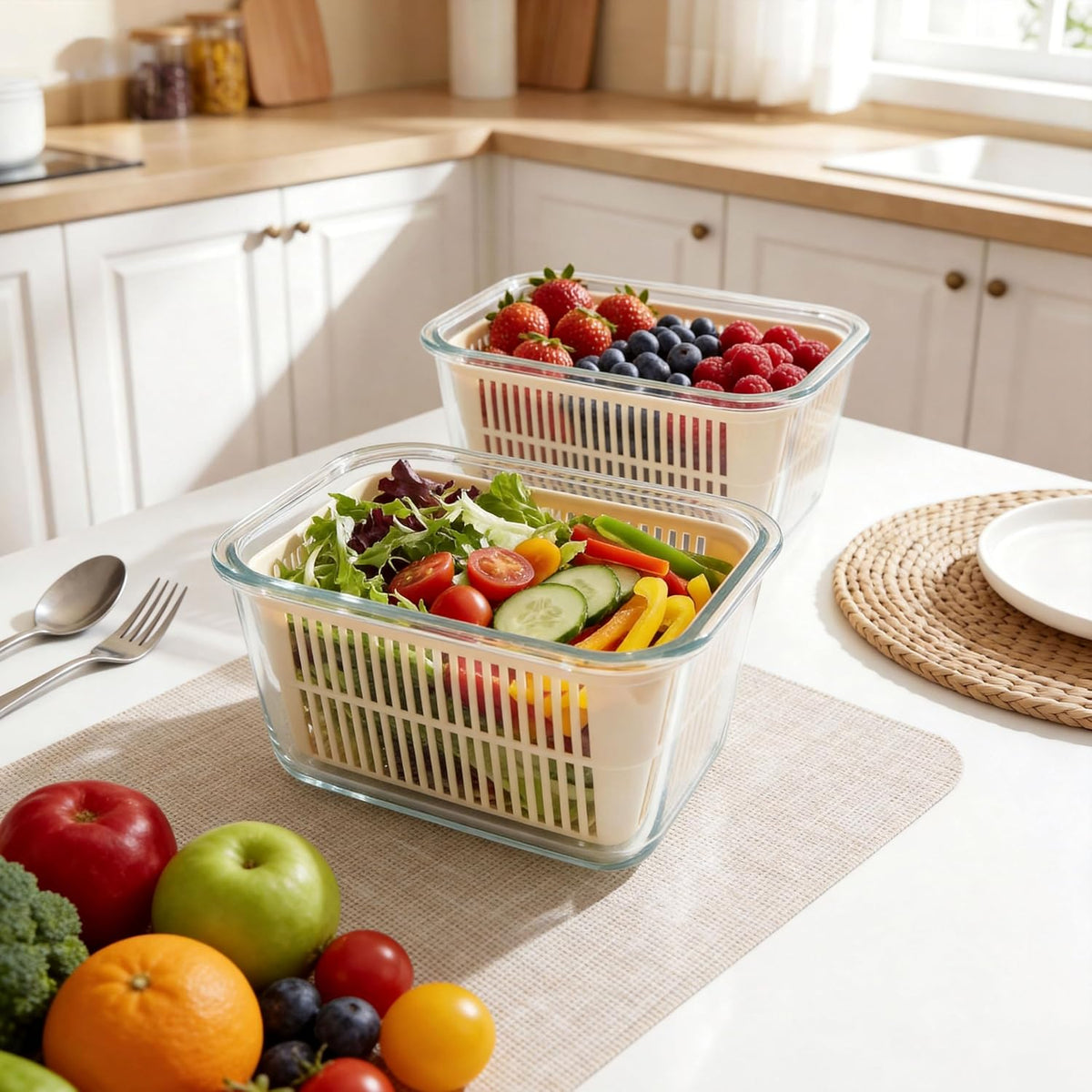 Urban Green Glass Food Storage Containers with Glass Lids, Microwave Safe Food Container Set, Aitight Meal Prep Container Set, LeakProof, 100% Plastic Free, 6 Pack