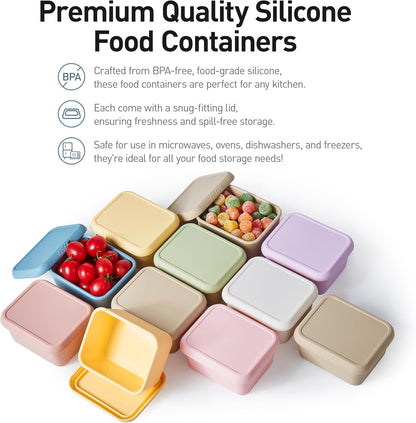 ISSEVE 8oz Silicone Snack Containers for Kids, 1 Cup Reusable Small Containers with Lids, Leak Proof Silicone Food Storage Containers, Kids Lunch Box for Daycare, School, Travel (4)