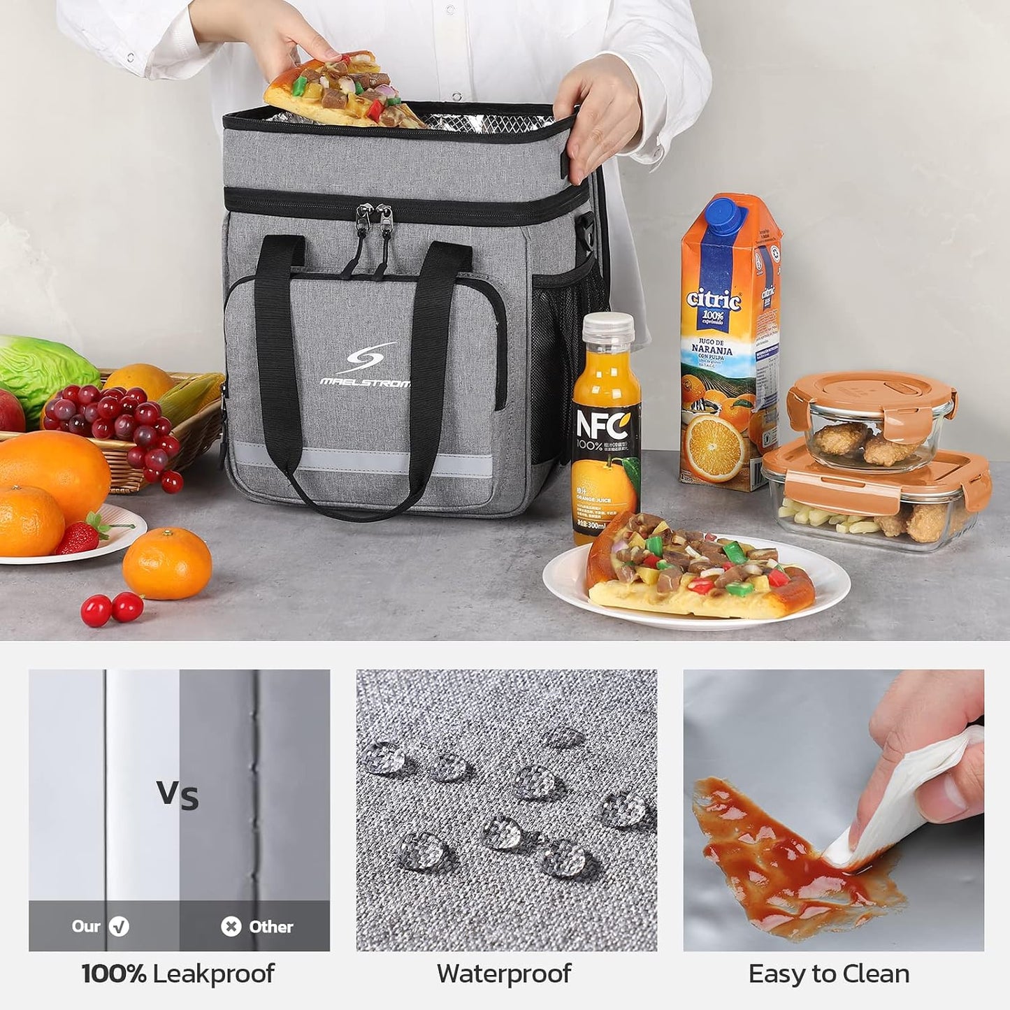 Maelstrom Lunch Box for Men,Insulated Lunch Bag Women/Men,Leakproof Lunch Cooler Bag, Lunch Tote Bag