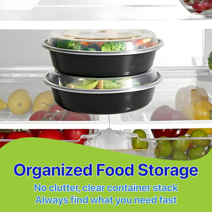 Meal Prep Containers Round [10 Set] x [16 oz] with Lids, 1 compartment, Stackable, Reusable, Leakproof, Food Safe, Microwave, Freezer & Dishwasher Safe for Food Prep Storage (10 Set, 16 oz)