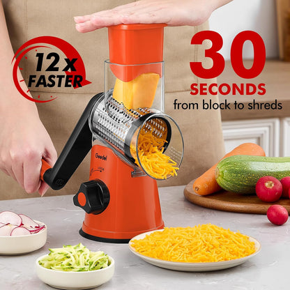 Geedel Rotary Cheese Grater Hand Crank, Cheese Shredder Vegetable Slicer