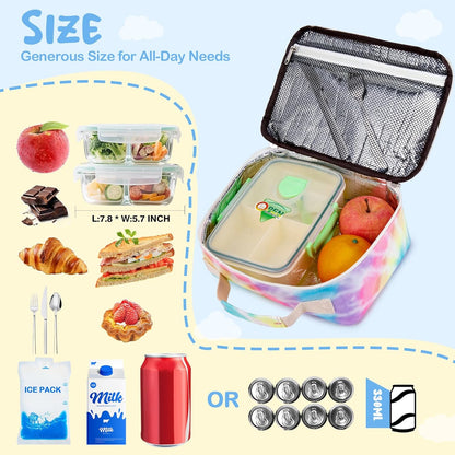 CAMTOP Kids Lunch Box Boys Girls Insulated Lunch Cooler Bag Reusable Lunch Tote Kit for School Travel (094 Tie Dye)