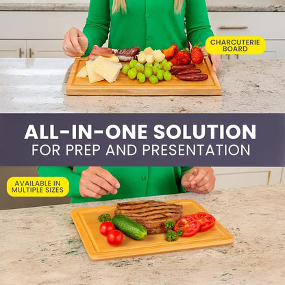 Greener Chef Luxury Bamboo Cutting Board Set of 3 with Glue-Free Surface Technology - Extra Spacious Wood Cutting Boards for Kitchen and XL Chopping Board Set - Replacements for Life