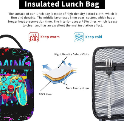 Dinosaur Volcano Insulated Lunch Bag for Women & Men, Reusable Leak-Proof Lunch Box with Cooler Compartment, Lunch Tote for Adults Work Travel Picnic Durable & Washable