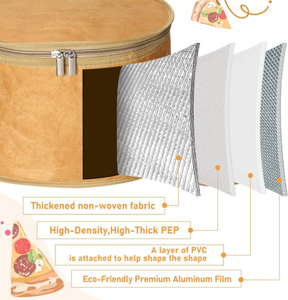 Pickmesh Round Pie Carrier 12 x 7 Inch Insulated Casserole Carriers with Lid and Detachable Handle for Hot or Cold Food Cake Transport Thanksgiving Christmas Gift(Cyan White Zigzag)