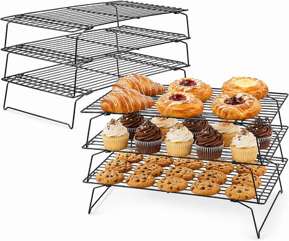 Kingrol 6-Piece Stackable Cooling Racks for Baking, Two 3-Tier Sets