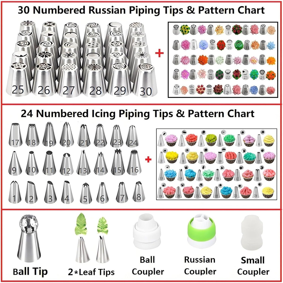 ANSLYQA Russian Piping Tips Set, 166 Pcs Baking Tools