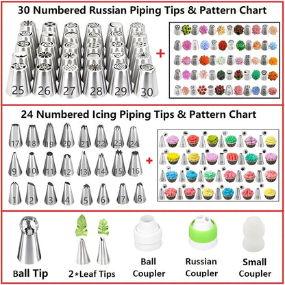ANSLYQA Russian Piping Tips Set, 166 Pcs Baking Tools