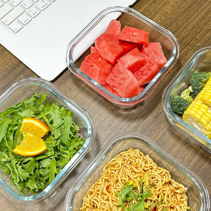 8 Pcs Square Glass Food Storage Container with Lids, 16OZ Square Glass Meal Prep Containers Set, 2 Cup glass Food Storage for Lunch Salad, Microwave, Oven, Freezer, Dishwasher Safe (4 Pack)