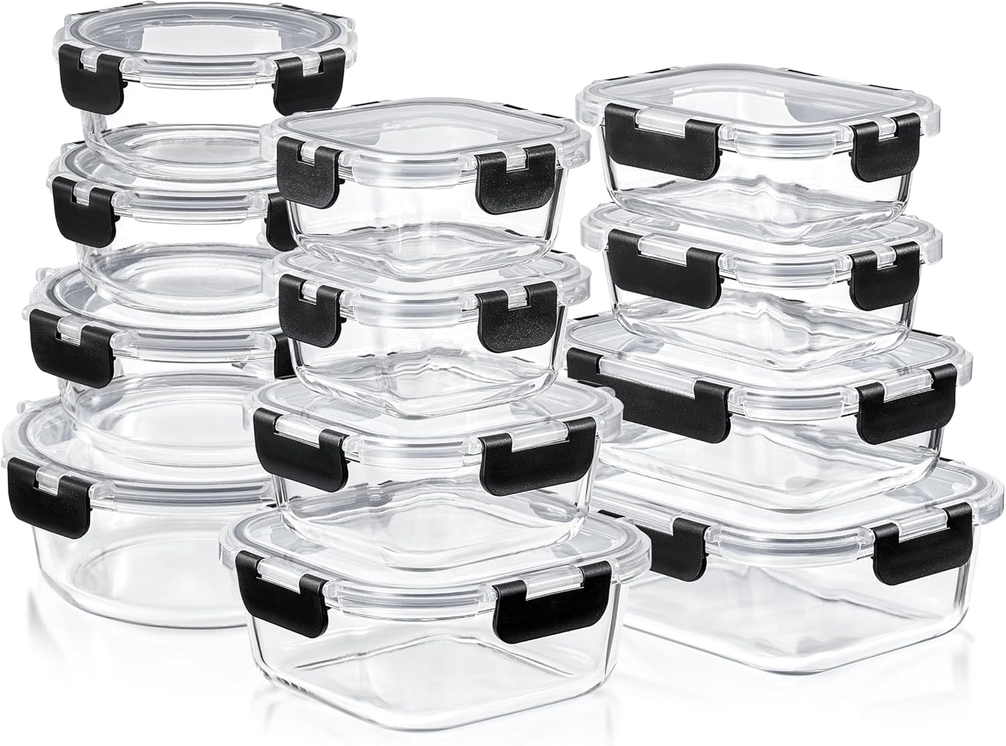 Sorbus 16pc (8 Rectangular 35oz Food Storage Containers and 8 Airtight Lids) – 4.4 Cup Glass Meal Prep Containers, Dishwasher, Freezer, and Oven Safe – Reusable Glass Food Containers for Meal Prep
