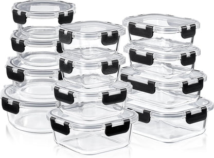 Sorbus 16pc (8 Rectangular 35oz Food Storage Containers and 8 Airtight Lids) – 4.4 Cup Glass Meal Prep Containers, Dishwasher, Freezer, and Oven Safe – Reusable Glass Food Containers for Meal Prep