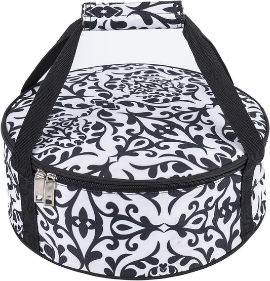 Round Insulated Pie Carrier – Thermal Portable Lunch Transport Cheesecake Cake Dish Container Bag Keep Food Hot/Cold/Fresh for Potlucks Parties Gathering/Cookouts/Church Dinner/Outdoor Events-Red