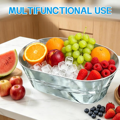 4 Pack 3 Gallon Galvanized Tub, Beverage Tub, Ice Buckets for Parties, Drink Buckets for Parties, Beverage Tubs for Parties, Metal Ice Tub with Handle for Beer Wine Cooling, Mimosa Bar Supplie