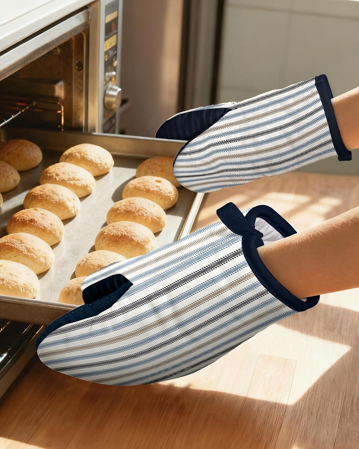 100% Thick Cotton Mini Oven Mitts Silicone Grip Lemon & Birds