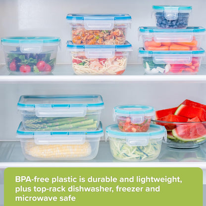 Snapware Plastic Total Solutions (5-Pack, 3 Cup) Food Storage Containers Set, Airtight & Leakproof Plastic Locking BPA-Free Lids Tupperware, Freezer Dishwasher Microwave Safe