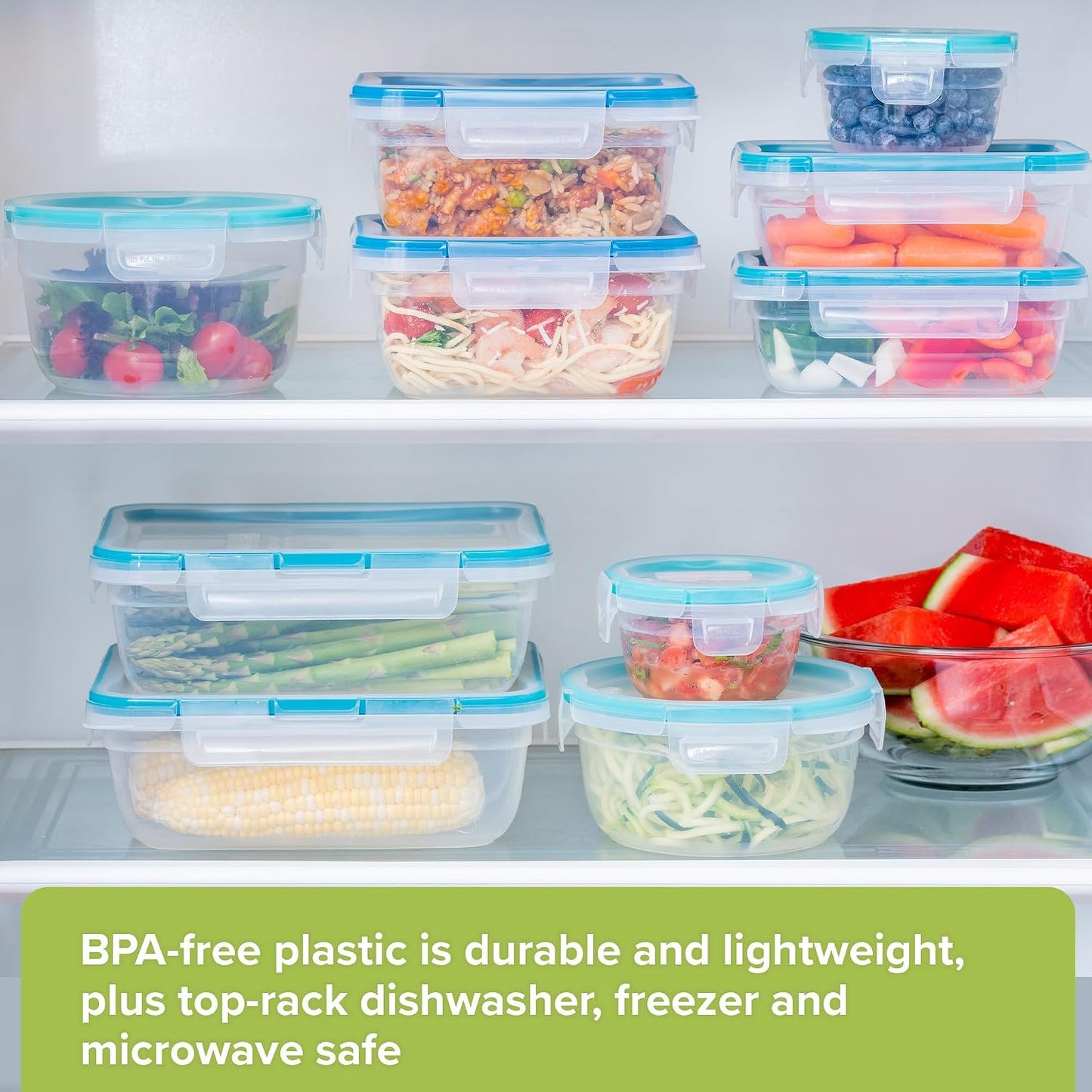 Snapware Plastic Total Solution (21-Pack) Large Food Storage Containers Set, Meal Prep Containers with Plastic BPA-Free Lids & 4 Locking Tabs, Microwave, Dishwasher, and Freezer Safe