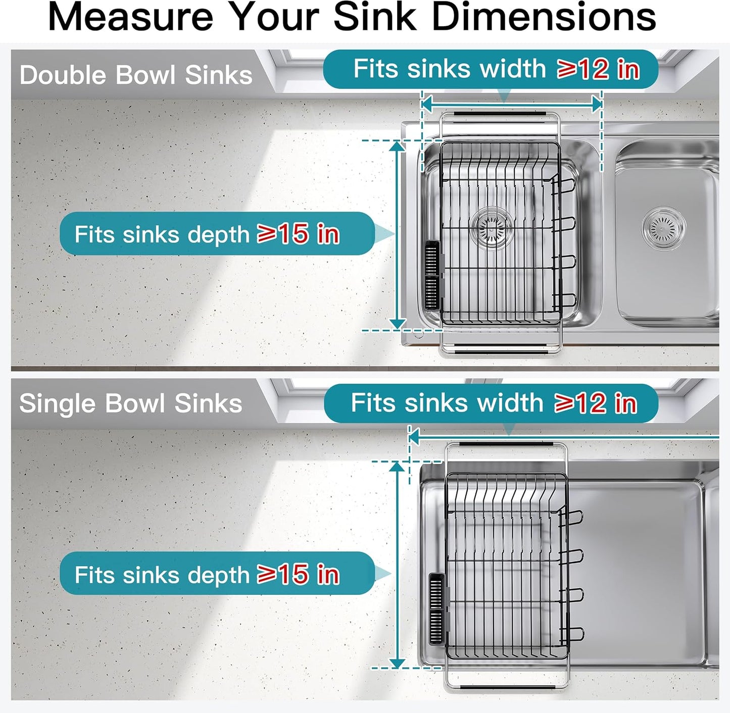 JASIWAY Dish Drying Rack in Sink, Dish Drainer with Cup and Utensil Holder