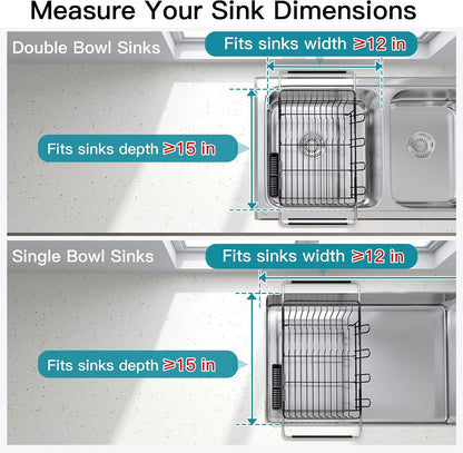 JASIWAY Dish Drying Rack in Sink, Dish Drainer with Cup and Utensil Holder