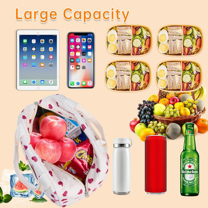 Lunch Bag for Women Men Girl,Large Cute Corduroy Lunch Tote Bags - Reusable Insulated Lunch Box for women with Handle, Leakproof WaterProof Design for Office, School, Work,Picnic.