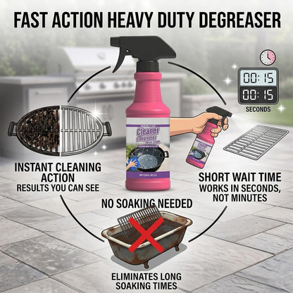 RAINPOT SAKER BBQ Grill Cleaner Spray for Outdoor Grills - Safe Heavy Duty Cleaner for Burnt Food & Grease, Kitchen Cleaner for Stubborn Splatters, Stove Top, Grill & Drip Pans (1)