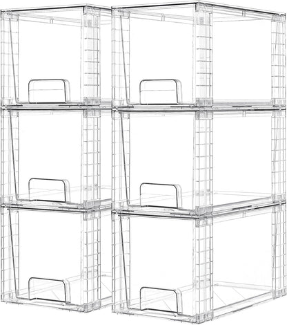 Vtopmart 8 Pack Large Stackable Storage Drawers,Clear Acrylic Drawer Organizers with Handles, Easily Assemble for Fridge, Bathroom,Kitchen Undersink,Cabinet,Pantry Organization and Storage