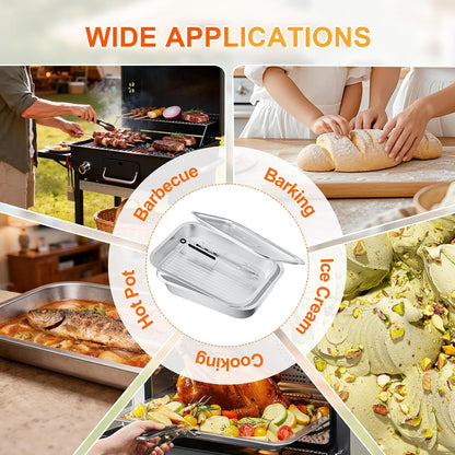 7-Piece Grill Prep and Carry System,Stainless Steel BBQ Marinating Container with Lid,Cutting Board Wire Rack Tongs & Heat Resistant Gloves,Stackable Food Tray Accessories for Outdoor &Camping Cooking